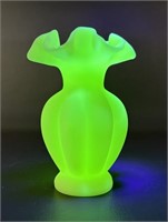 Vintage Fenton Uranium Custard Melon Vase