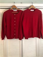 VINTAGE 100% CASHMERE 2PC SWEATER SET XL