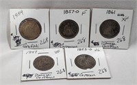 5 Different Seated Quarters (Damage/Corrosion)