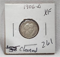 1906-D Dime XF-Cleaned