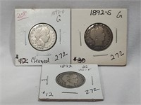 1892-P,O,S Quarters G-VG (1892-O Cleaned)