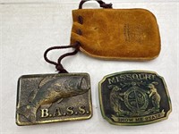 Bass and Missouri belt buckles