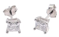 925S 0.5ct Princess Moissanite Earrings