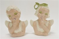 Hedi Schoop pair of head vase/wall pockets 8"