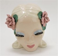 Lady head vase/wall pocket 6"