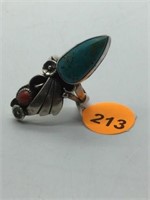 STERLING SILVER NATIVE AMERICAN STYLE RING WITH TU