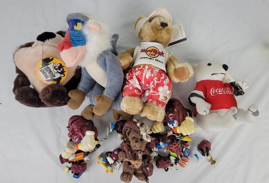 Plush Taz & Coke Bear/ California Raisins & More