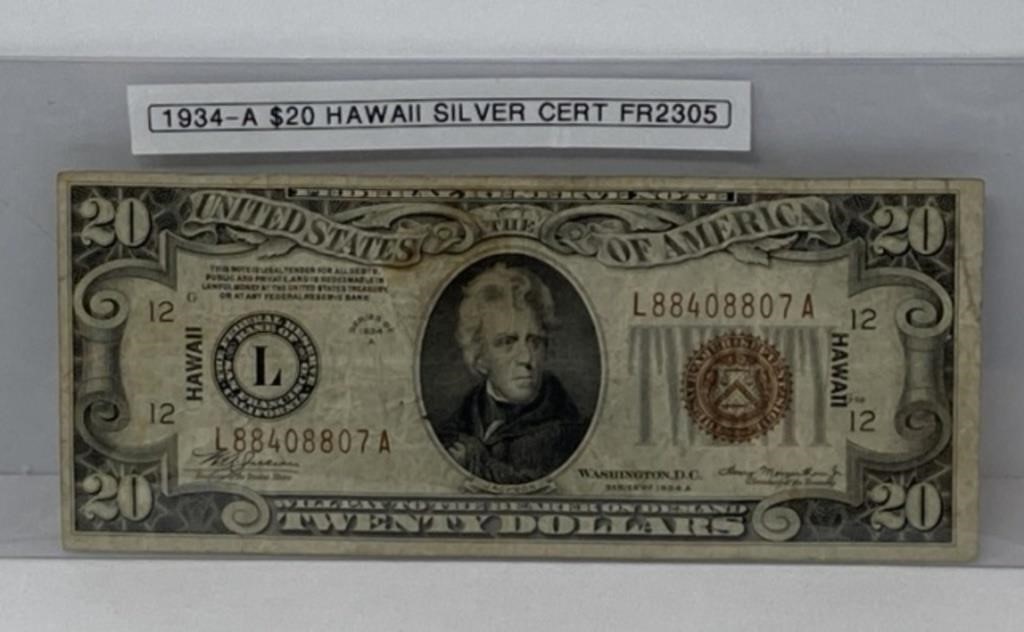 1934-A $20 Hawaii Silver Certificate