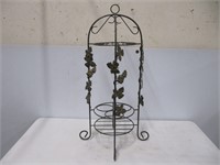 METAL WINE BOTTLE & GLASS STAND