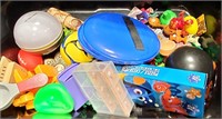 Toy Lot in Storage Bin Lots of Balls