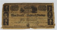 1840 Bank of the United States $1000 Note Replica