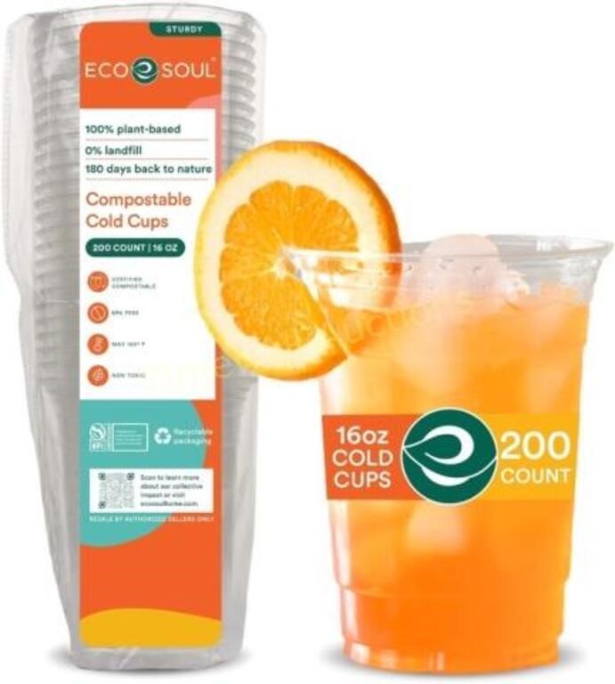 ECO SOUL Compostable Party Cups 200ct  16oz