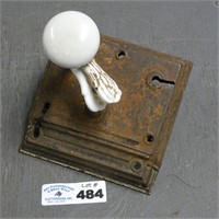 White Porcelain Enameled Door Knob w/ Lock