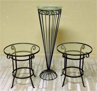 Iron Side Tables and Standing Bowl.