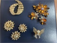 Beau Jewels Monet Judy Lee pins and earrings