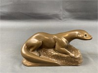 Signed 20th Century Bronzed Otter By Fisher