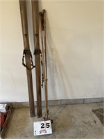 7' Vintage Skis & Poles