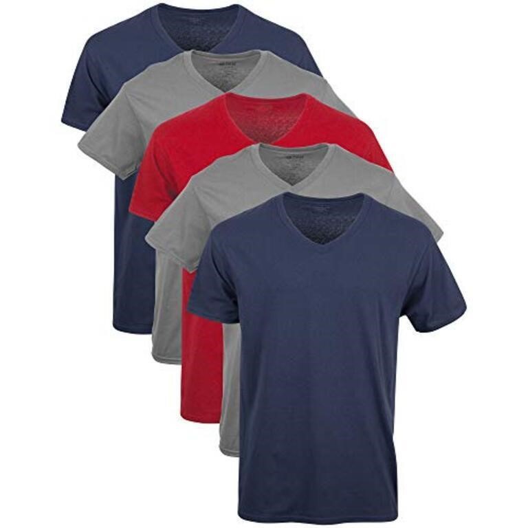 Large, Gildan Men's V-Neck T-Shirts, Multipack,