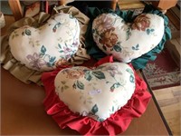 3 heart shaped decorative pillows 16"