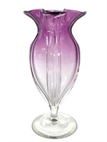Imperial Clear to Amethyst Glass Vase 11.5"H