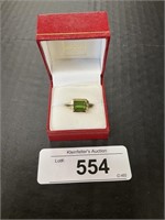 14K Gold Green Stone Ring.