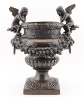 Bronze Urn w/ Cherubs & Lions
