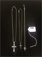 LOT OF 3 .925 CROSS NECKLACES