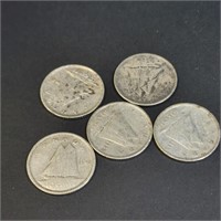 Silver 11.65G Pack Of 5 Canadian 10Cent Coin