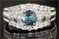 Platinum 1.96 ct GIA Alexandrite & Diamond Ring