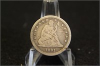 1891 Seated Liberty Silver Quarter