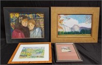 Group of paintings, water color, art in frames