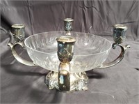 Reed and Barton crystal silver plate 4-candle