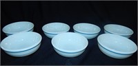 Set of 7 Pyrex Corning Blue Double Band