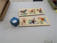 Vintage Blue Rattle and 2 Kids Puzzles