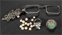 ASSORTED COSTUME JEWELRY ARTICLES, LOT OF THREE,