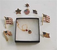 Vintage enameled American Flag pins