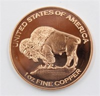 1 Ounce Fine Copper Buffalo Round