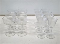 14 Etched Cordial Glasses