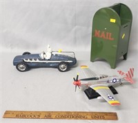Toy Lot: Cast Iron Goodyear, Tin Mailbox Bank