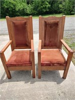 2 Large Solid Wood Armchairs