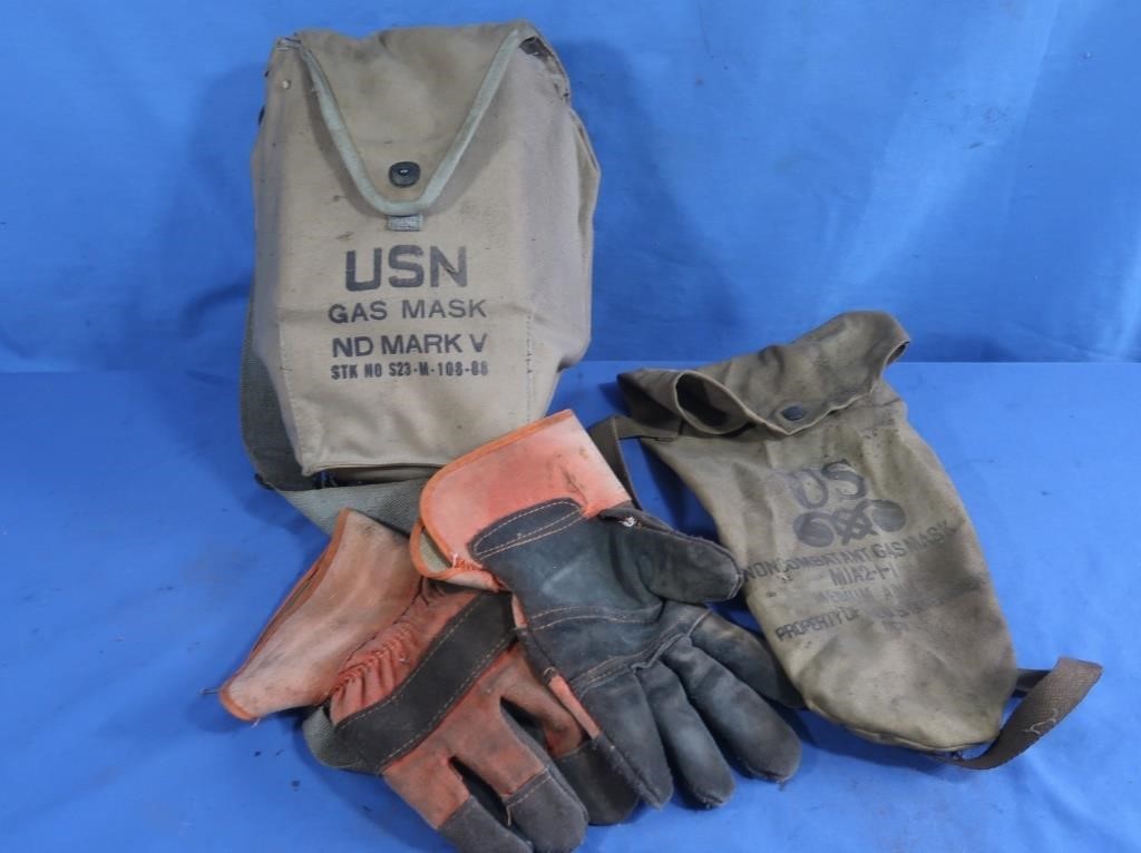 Gloves, Vintage US Navy Gas Mask