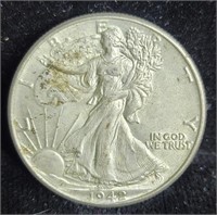 1942 Walking Liberty Half Dollar Silver Coin