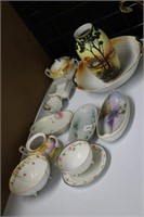 LOT OF NIPPON HAND PAINTED BOWLS,VASE AND DISHES