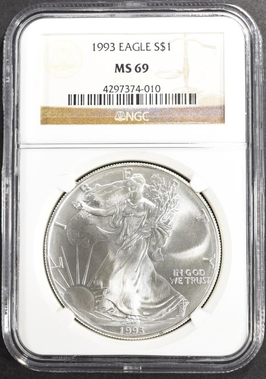 1993 AMERICAN SILVER EAGLE NGC MS69
