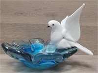 Art Glass Dove Candy Dish