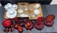 Amberina Glass - Octagon Plates, Ripped Plates,