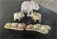 Carved Stone Elephant Figurines