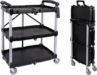 Folding 3-Tier Service Cart with Wheels