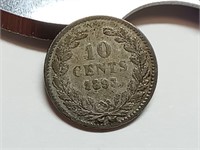 OF) 1893 Netherlands silver 10 cents