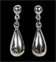 14K White gold post earrings with pear shape